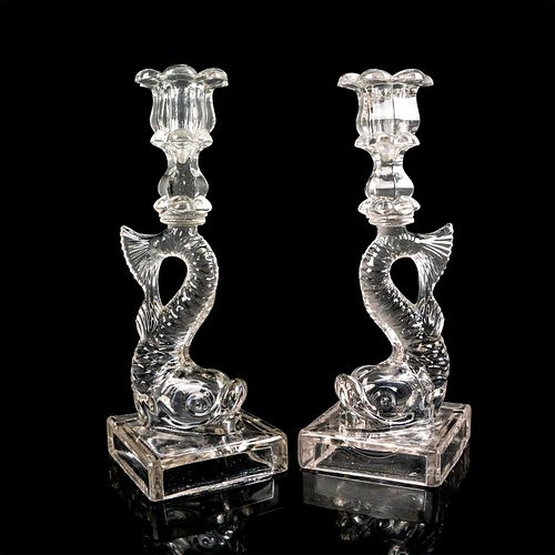 PAIR OF 19TH CENTURY GLASS DOLPHIN