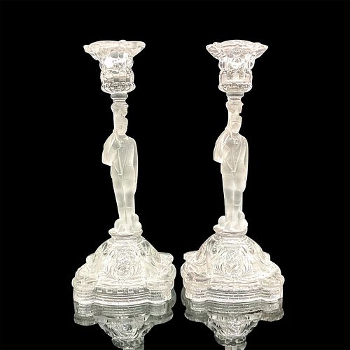 PAIR OF PORTIEUX FRENCH GLASS SOLDIER