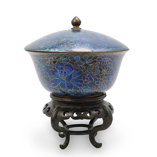 CHINESE ANTIQUE CLOISONNE LIDDED