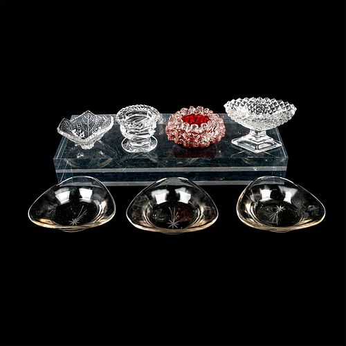 7PC VINTAGE GLASS SALT CELLARSAssorted