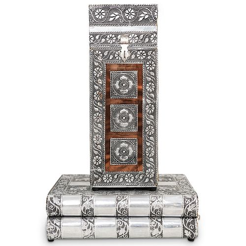  2 PC INDIAN DECORATIVE SILVER 38ea51