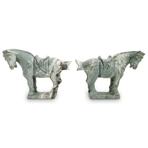 PAIR OF TANG STYLE CARVED HORSESDESCRIPTION  38ea72