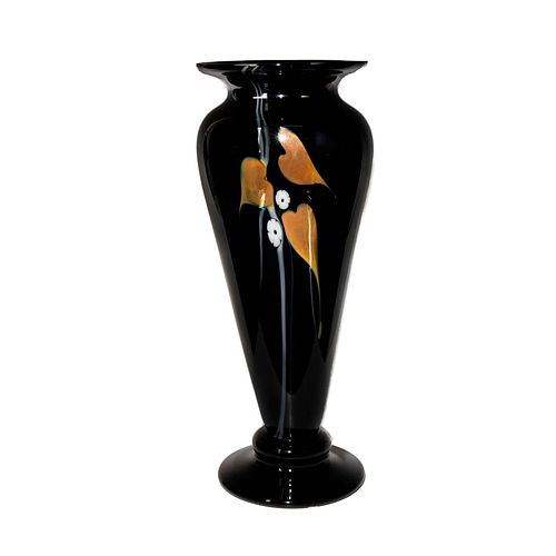 STUART ABELMAN GLASS FLORAL VASE  38ea80