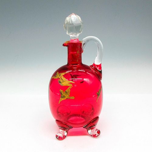 CRANBERRY GLASS CRUET WITH CLEAR 38ea96
