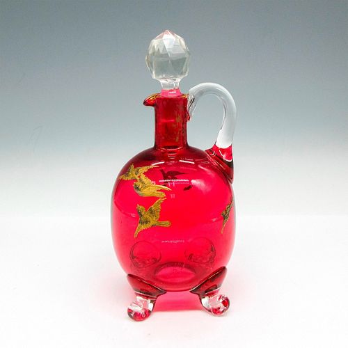 CRANBERRY GLASS CRUET WITH CLEAR