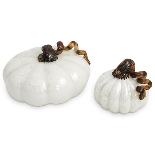  2 PCS PAIR OF GLASS PUMPKINS 38eaaf