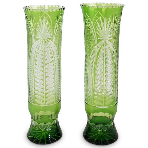 PAIR OF GREEN BOHEMIAN CRYSTAL 38eb05