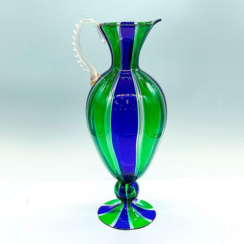 MURANO ART GLASS PITCHER, CANE,