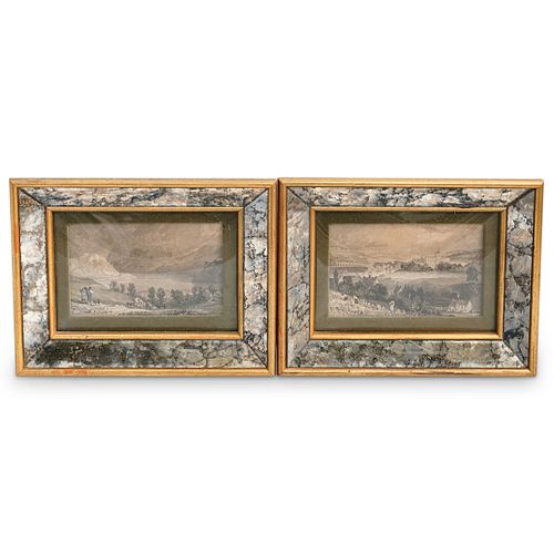 (2 PC) ANTIQUE HAND COLORED ENGRAVINGSDESCRIPTION: