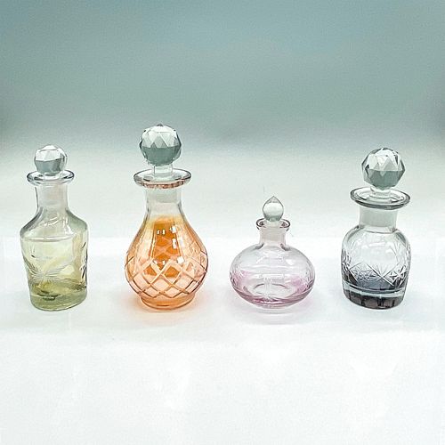 4PC VINTAGE GLASS PERFUME BOTTLES WITH
