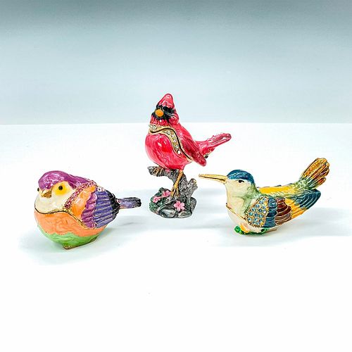 3PC HAND-PAINTED DECORATIVE BIRD