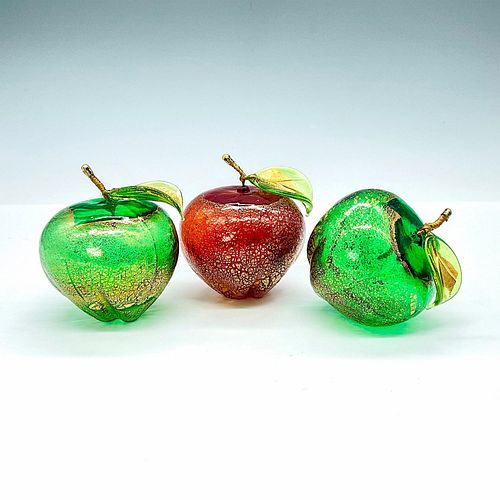 3PC MURANO GLASS APPLE FIGURINESA 38ebfc