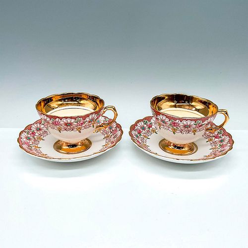 4PC ROSINA BONE CHINA TEACUPS AND SAUCERS,