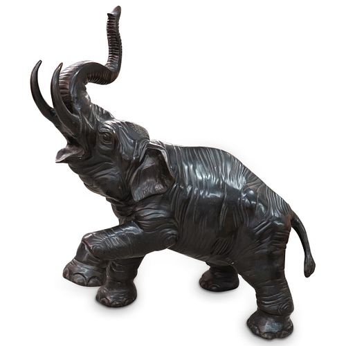 LARGE PATINATED BRONZE ELEPHANTDESCRIPTION: