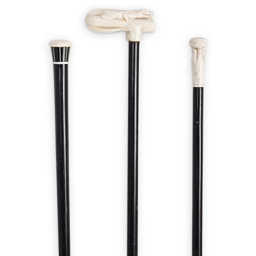 (3PC) FIGURAL BONE WALKING STICKSDESCRIPTION: