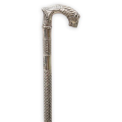 SILVER PLATED LION WALKING STICKDESCRIPTION:
