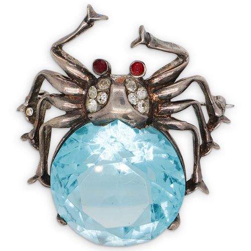 STERLING SILVER AND QUARTZ SPIDER