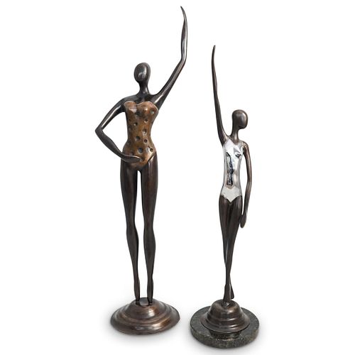 PAIR OF BRONZE BALLERINA DANCER 38ed8b