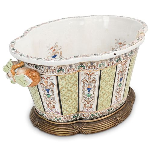 UNITED WILSON PORCELAIN AND BRONZE JARDINIEREDESCRIPTION: