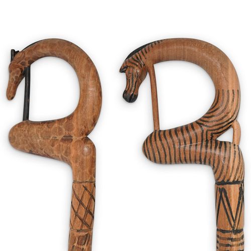 PAIR OF AFRICAN CARVED WALKING STICKSDESCRIPTION: