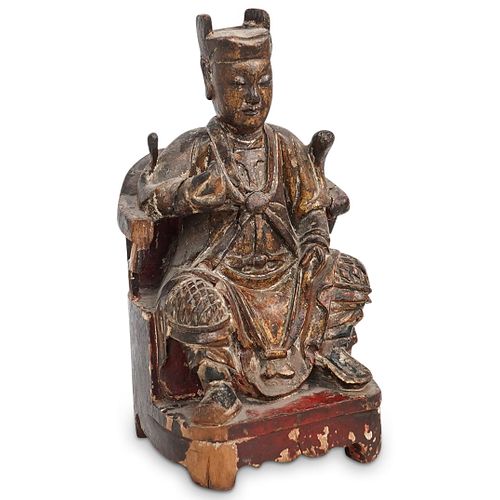 CHINESE ANTIQUE CARVED WOOD FIGUREDESCRIPTION: