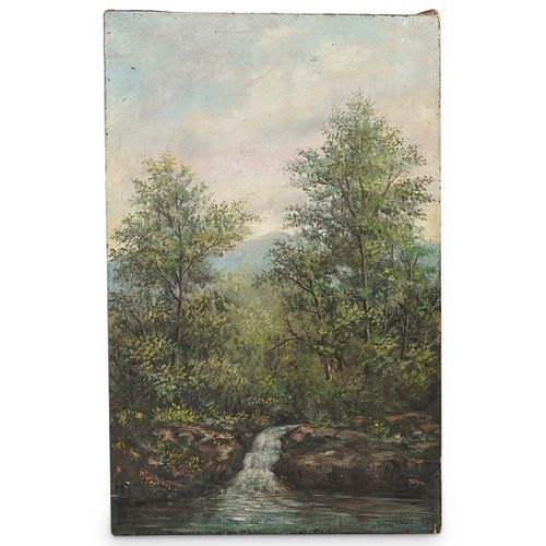 ANTIQUE OIL ON CANVAS LANDSCAPE