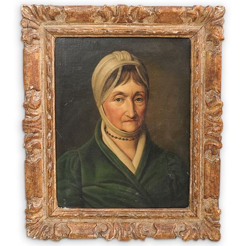 ANTIQUE OIL ON CANVAS PORTRAITDESCRIPTION: