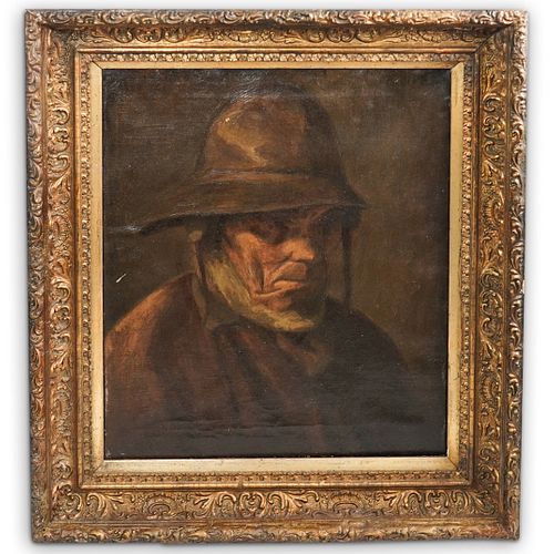 ANTIQUE OIL ON CANVAS PORTRAIT 38ef72