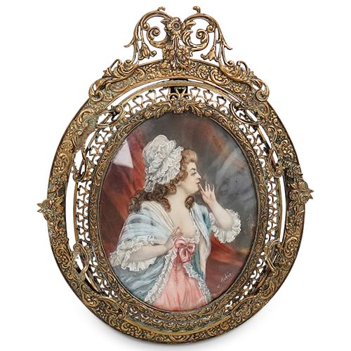  N AUBIN ANTIQUE MINIATURE PAINTINGDESCRIPTION  38ef7c