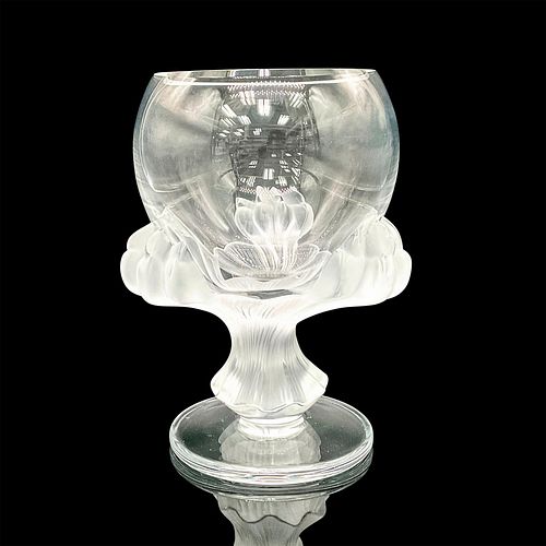 LALIQUE CRYSTAL COMPOTE BOWL BAGHEERAA 38efc0