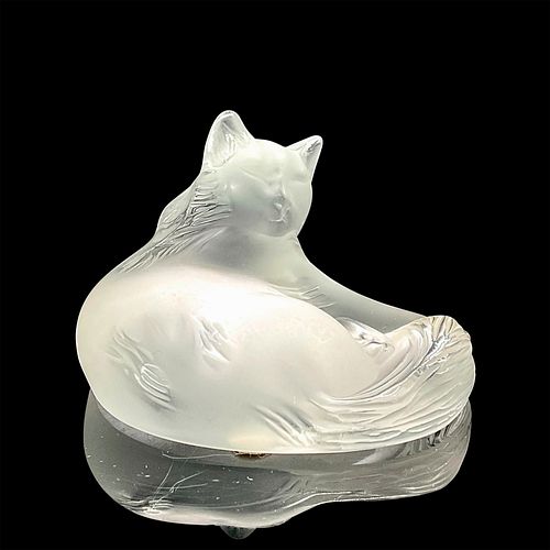 LALIQUE CRYSTAL FIGURINE CAT HAPPYAdorable 38f017