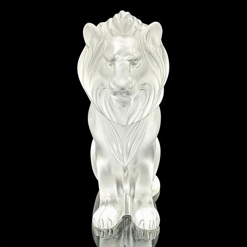 LALIQUE SATIN CRYSTAL LION SCULPTURE  38f00f