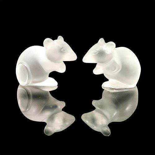 PAIR OF LALIQUE CRYSTAL MICE FIGURESA 38f02a