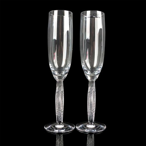 2PC LALIQUE CRYSTAL FLUTE GLASSESTwo 38f049