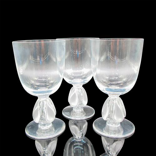 3PC LALIQUE CRYSTAL WINE GLASSES  38f04f