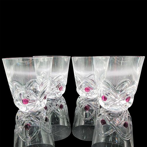 4PC LALIQUE CRYSTAL WHISKY TUMBLER,