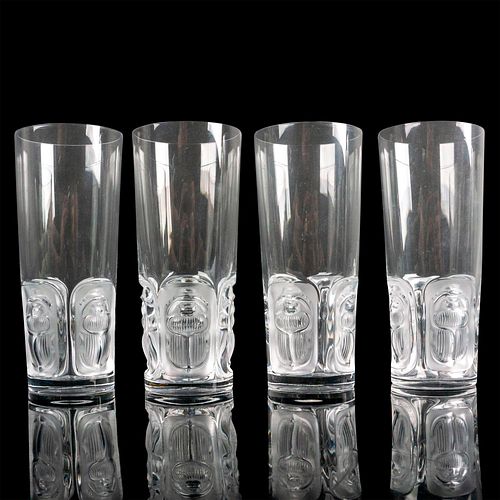 4PC LALIQUE HIGHBALL GLASSES, KHEPRIA
