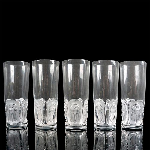 5PC LALIQUE HIGHBALL GLASSES, KHEPRIA