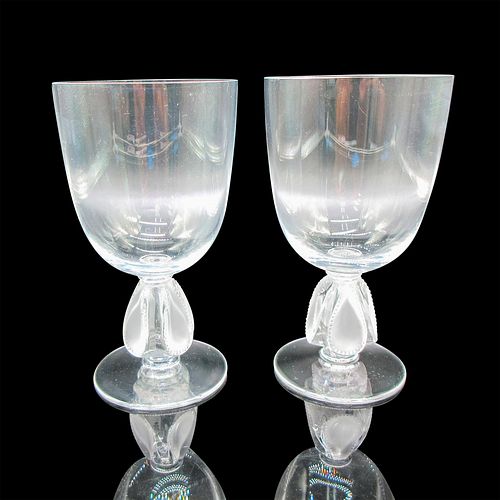 2PC LALIQUE CRYSTAL WINE GLASSES  38f04d