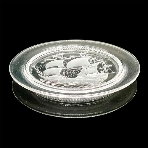 LALIQUE CRYSTAL ARK ROYAL SHIP PLATEA