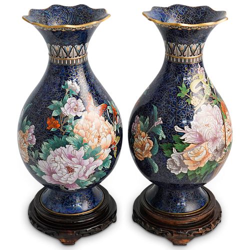 PAIR OF CHINESE CLOISONNE BULB 38f1cc