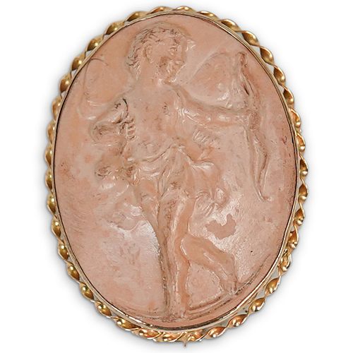 ANTIQUE 14K GOLD AND LAVA CAMEO
