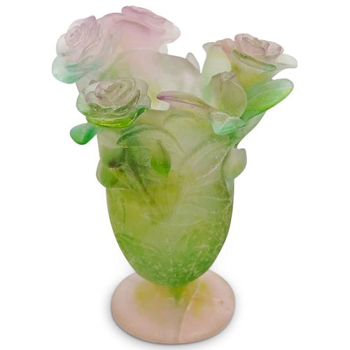 DAUM PATE DE VERRE CRYSTAL VASEDESCRIPTION: