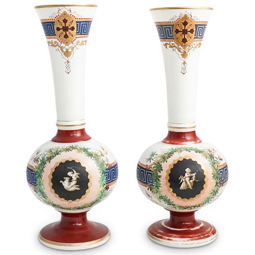 PAIR OF OPALINE GLASS VASESDESCRIPTION  38f209