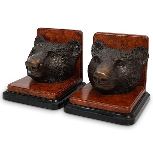 MAITLAND SMITH BRONZE BEAR BOOKENDSDESCRIPTION: