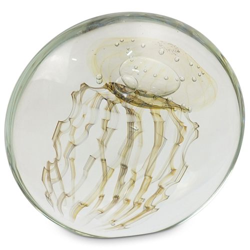 EICKHOLT ART GLASS JELLYFISH PAPERWEIGHTDESCRIPTION: