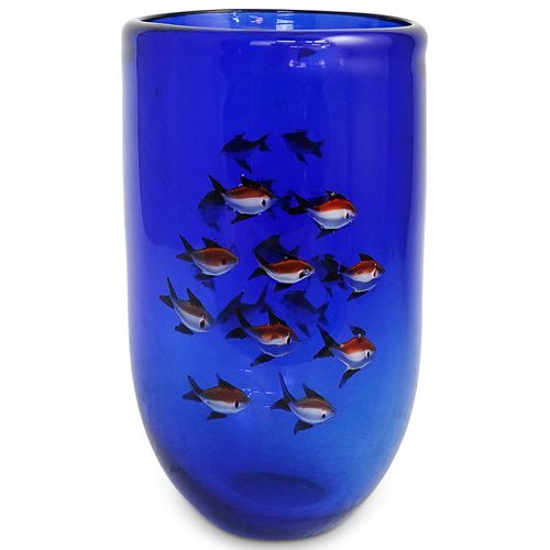 MURANO FISH AQUARIUM ART GLASS VASEDESCRIPTION: