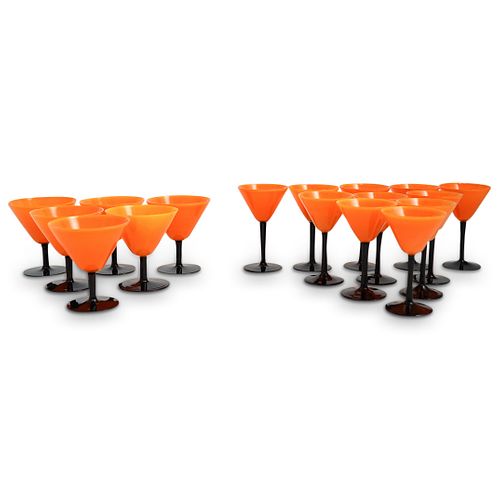 (17PC) BLACK & YELLOW STEMWARE