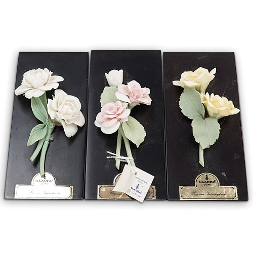 (3PC) LLADRO PORCELAIN FLOWER SETDESCRIPTION: