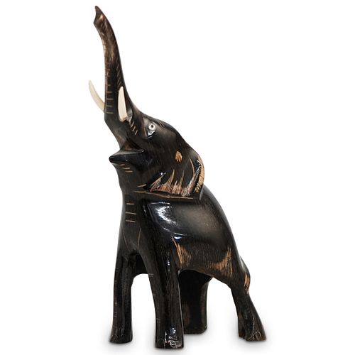 HORN CARVED ELEPHANT FIGURINEDESCRIPTION: